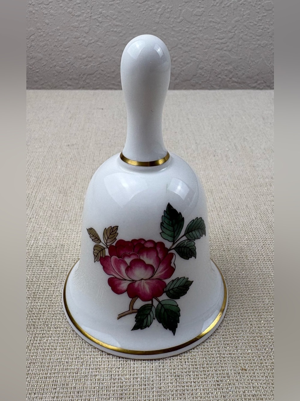 Wedgewood Hathaway Porcelain Floral Hand Bell with Gold Trim